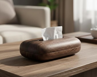 Porta fazzoletti in legno – Porta fazzoletti in stile noce minimalista per soggiorno, bagno e ufficio, moderno organizer per la casa
