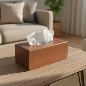 Minimalist Wooden Tissue Box Cover – Modern Rectangular Wood Tissue Holder for Living Room, Bedroom & Office Decor