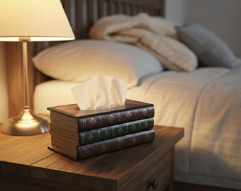 Funda para caja de pañuelos con forma de libro vintage: porta pañuelos decorativo de imitación de libro para sala de estar, biblioteca y oficina, decoración clásica para el hogar.