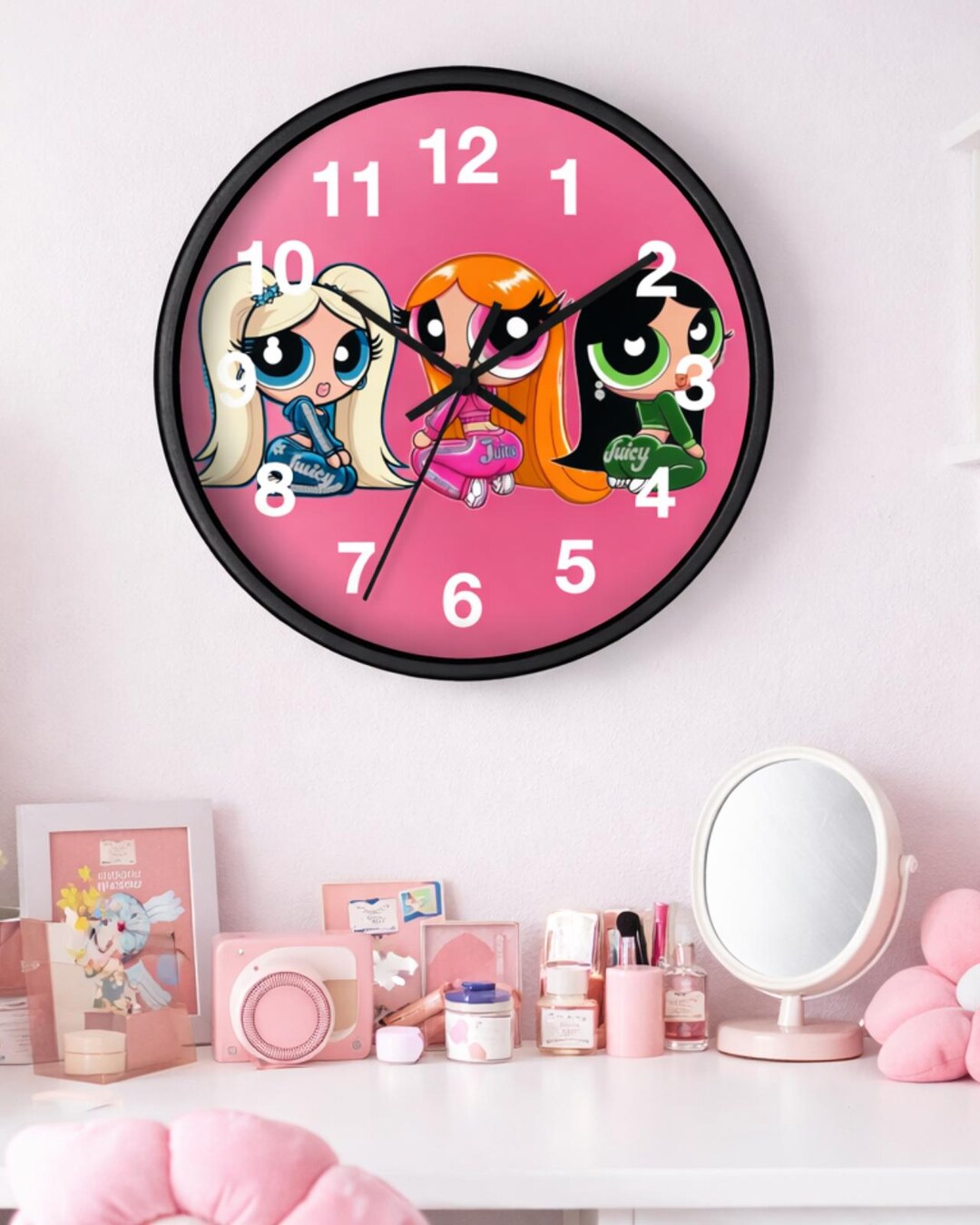 Pink Trio Cartoon Girls Wall Clock | Cute Kawaii Timepiece - Etsy Canada
