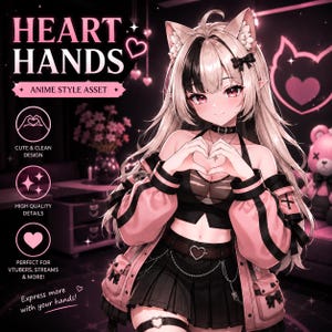 Activo de manos en forma de corazón para VTuber, pose de corazón con los dedos, alternador de manos Live2D, activo de VTube Studio, superposición de transmisión, imagen 2