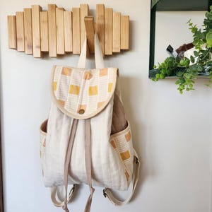 Pikowana torba na pieluchy na lato, ręcznie robiony plecak z płótna Pembina