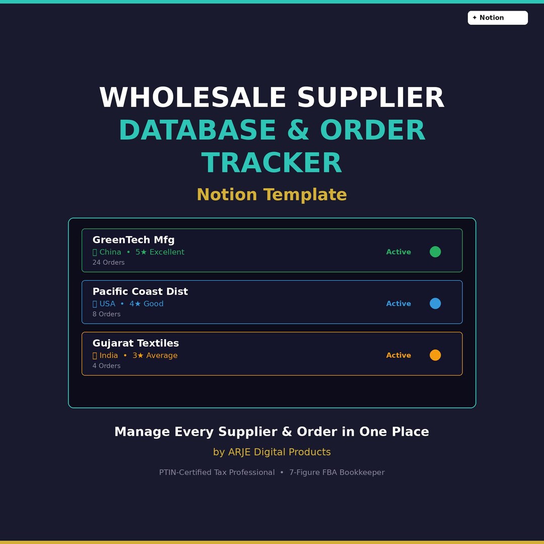 Wholesale Supplier Database Notion Template - Purchase Order Tracker ...