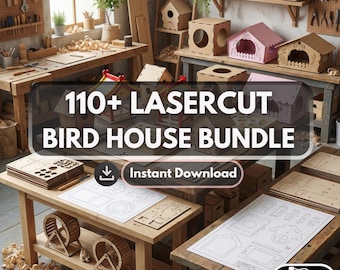 110+ lasergesneden vogelhuisje | Houten vogelhuisje SVG | CNC-houtbewerkingspatronen | DXF-bestanden voor Glowforge | Digitale download