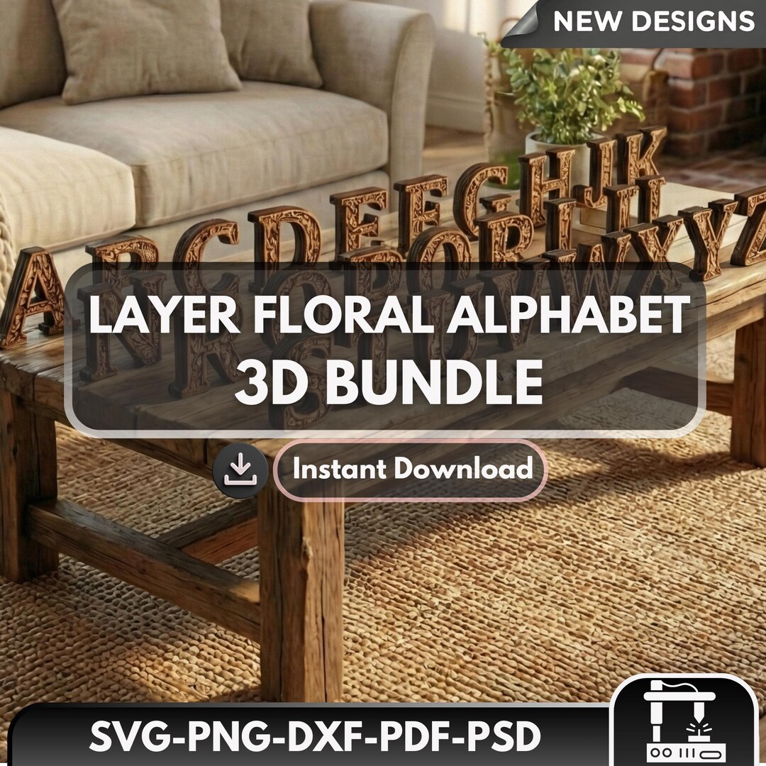 3D Layered Floral Alphabet Bundle | Floral Letter SVG | Layered Mandala ...