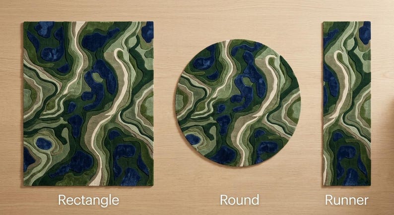 Topography Rug Pattern Hand-tufted Wool Moss Landscape Rug, Sculpted Topographic Area Carpet ...