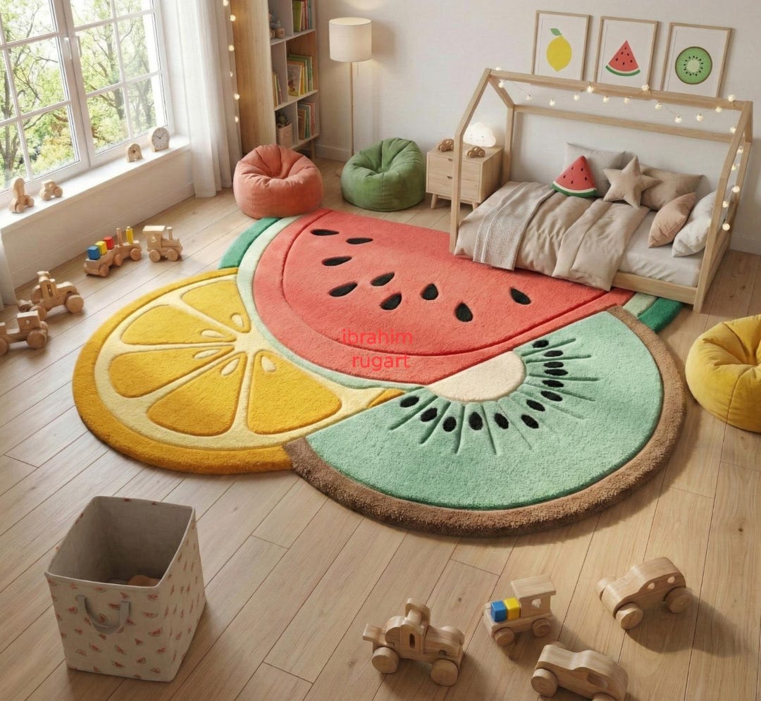 Handmade Wool Tufted Fruit Rug – Modern Area Rug for Living Room ...