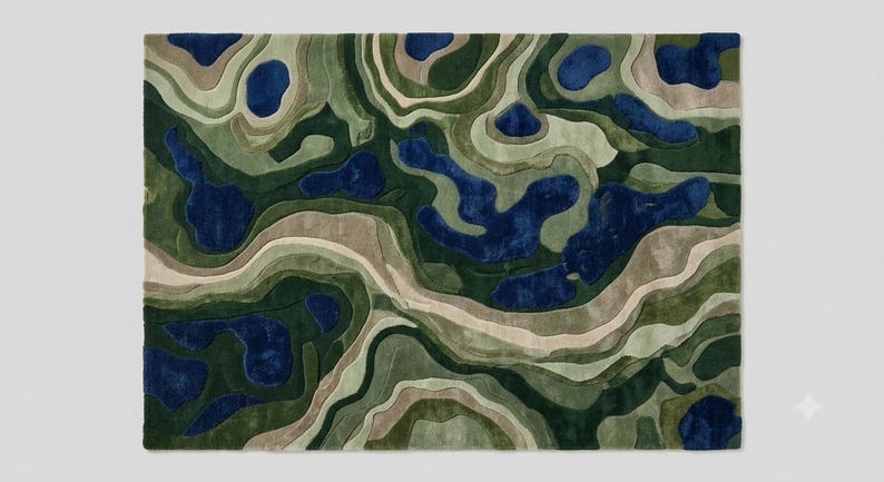 Topography Rug Pattern Hand-tufted Wool Moss Landscape Rug, Sculpted Topographic Area Carpet ...