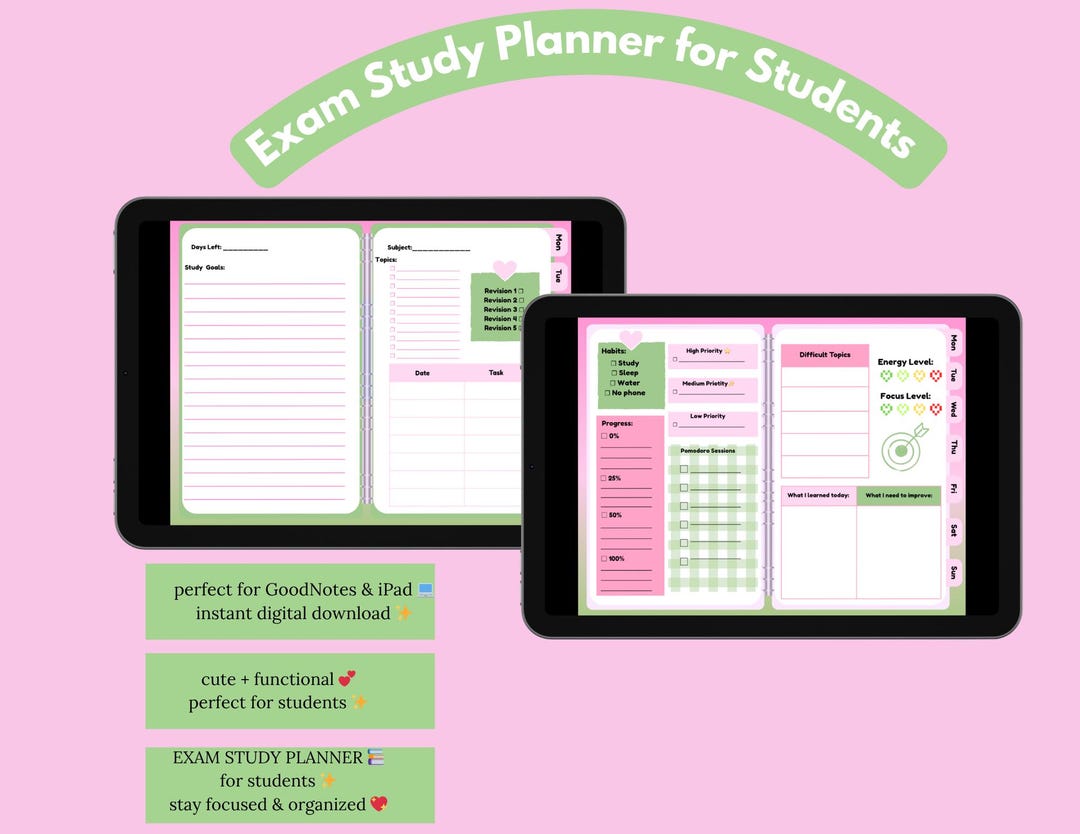 Exam Study Planner for Students | Test Prep Digital PDF - Etsy UK