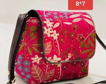 Mini draagtasje van katoen met bloemenprint, klein casual handtasje, milieuvriendelijke herbruikbare tas, schattig tasje voor dagelijks gebruik, handgemaakt cadeau voor vrouwen
