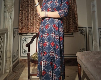 Kurta de rayón estampada de corte A para mujer, talla hasta 7xl, vestido kurti étnico indio, top kurta de rayón informal, elegante kurti de corte A para uso diario.
