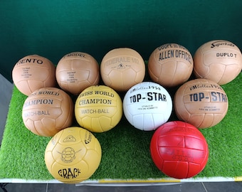 11 Pcs Set Historical Leather Made Soccerballs