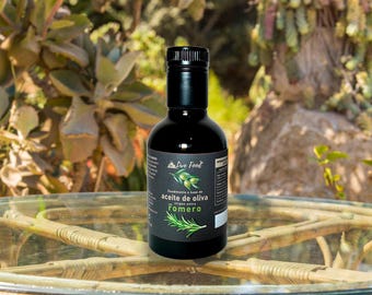 Live Food Aceite de Oliva Extra Virgen con Romero 250ml - Método Agrumato, Prensado en Frío, Aceite Fresco para Patatas y Verduras Asadas