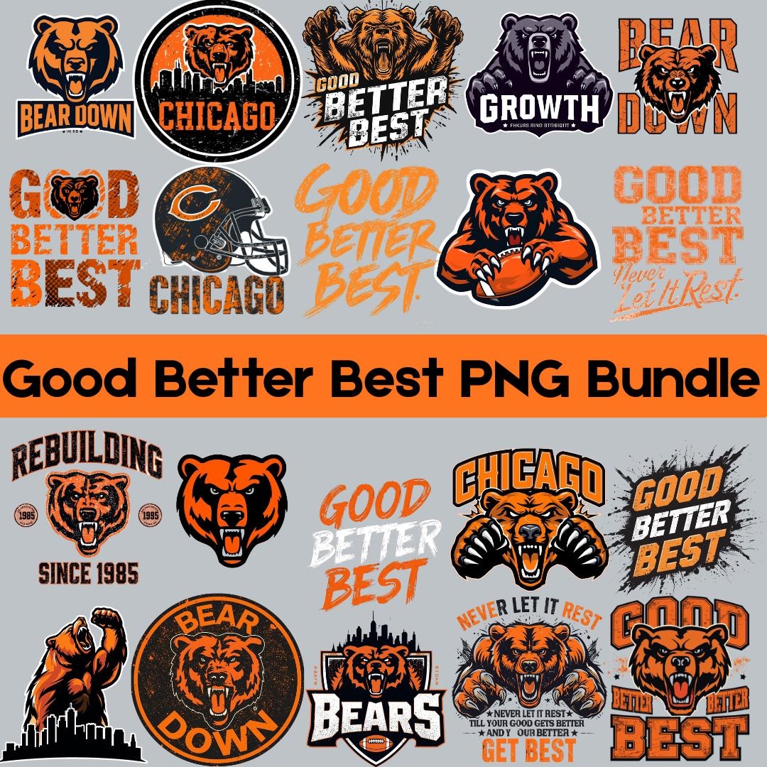Bears Football Good Better PNG Bundle, Vintage Designs (digital ...