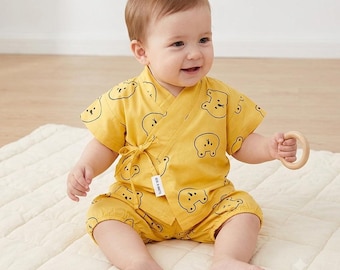 Baby Sommar Pyjamas Mjuka Tecknade Pyjamas Kimono Tröja och Shorts