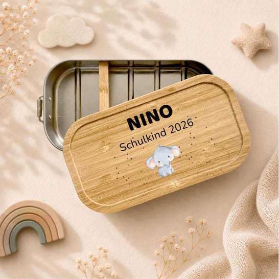 Brotdose personalisiert mit Name, Geschenk für die Einschulung, Lunchbox für Kinder, Kindergarten, Brotdose Edelstahl/Weißblech