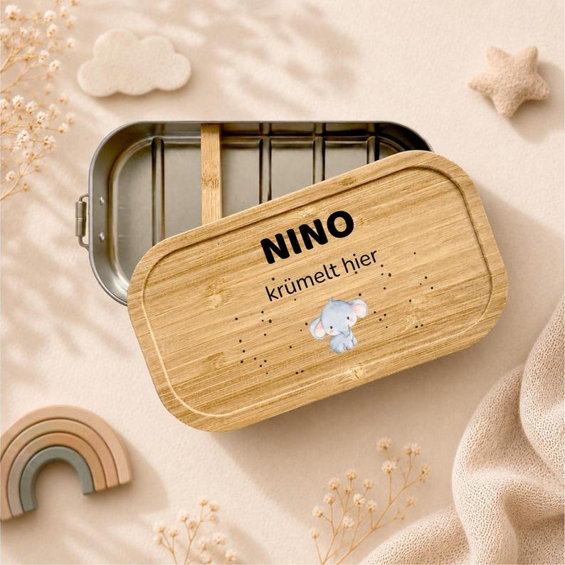 Brotdose personalisiert mit Name, Geschenk für die Einschulung, Lunchbox für Kinder, Kindergarten, Tiermotive, Brotdose Edelstahl/Weißblech image 1