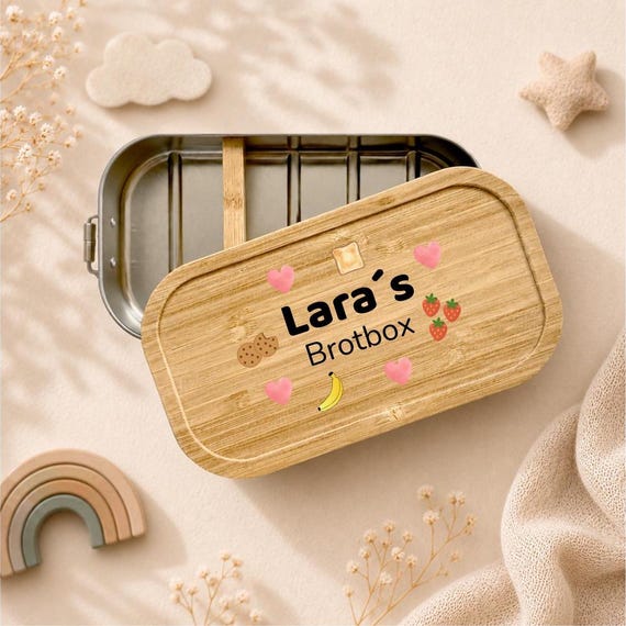 Brotdose personalisiert mit Name, Geschenk für die Einschulung, Lunchbox für Kinder, Kindergarten, Brotdose Edelstahl/Weißblech