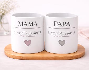 Tazas personalizadas con coordenadas – Regalo para mamá y papá, tazas de cerámica con lugares especiales