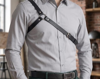 Men's Faux Leather Chest Harness – Gothic Punk Adjustable Body Strap