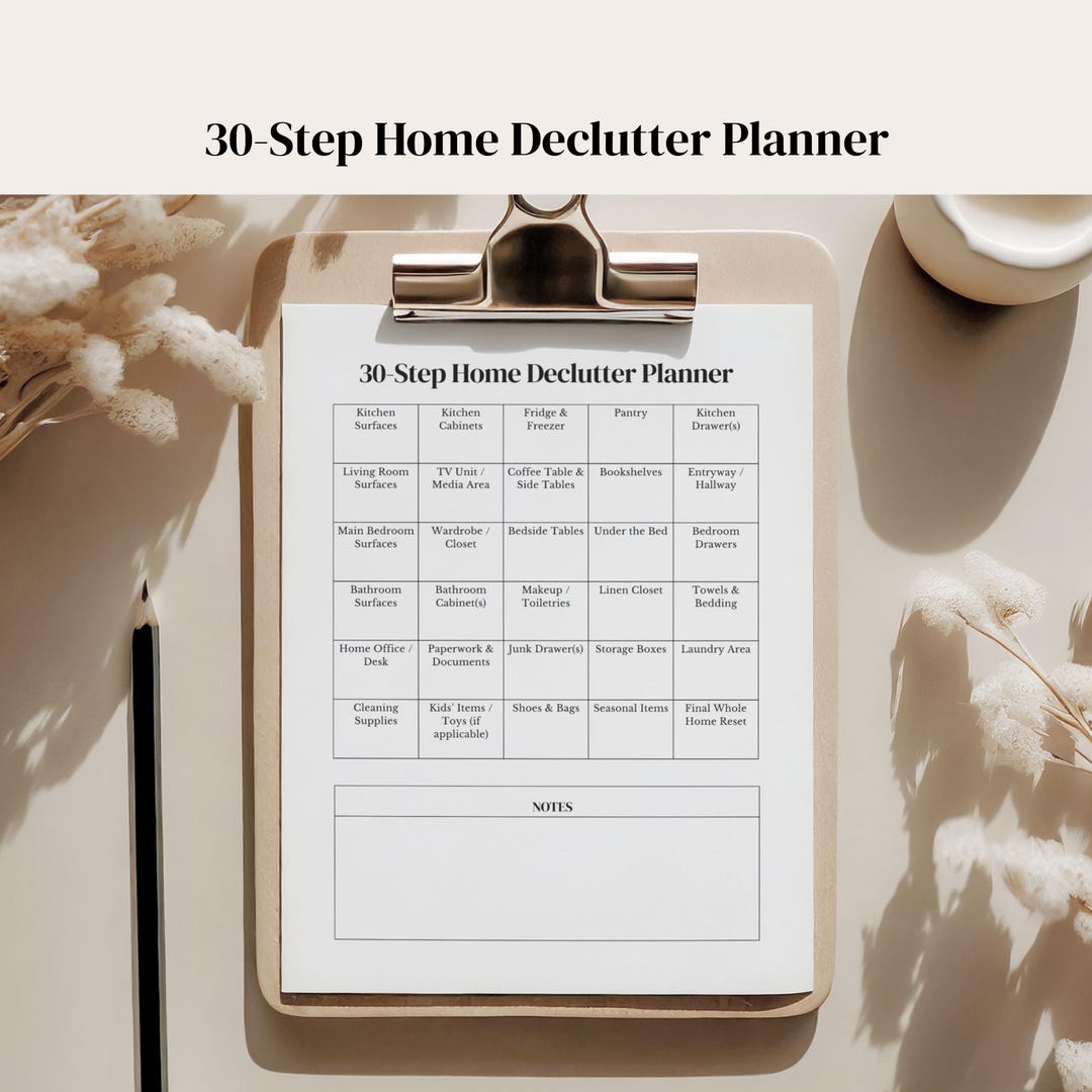 Home Declutter Planner Printable, Simple Room by Room Checklist for ...