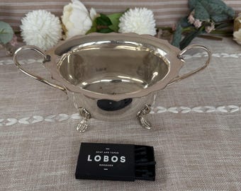 Ciotola vintage EPNS con doppio manico, placcata in argento, per salsa.