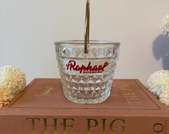 Cubitera vintage francesa St Raphaël Quinquina / Cubo de aperitivo de cristal tallado con forma de diamante / Asa de latón / Artículos de bar para bistró de los años 50-60 / Hallazgo de mercadillo