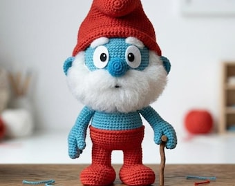 Papa Smurf Amigurumi Crochet Pattern | DIY Red Hat Character Plush Guide (PDF)