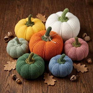 Patrón de calabaza de ganchillo, tutorial en PDF de calabaza amigurumi, decoración de otoño