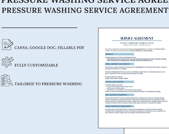 Pressure Washing Service Agreement | Canva + Google Doc + Fillable PDF