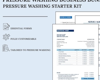 Pressure Washing Starter Pack | Estimate + Invoice + Service Agreement | Canva + Google Doc + Fillable PDF