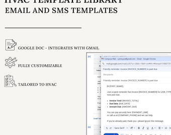 HVAC Email + SMS Templates Library | Google Doc | Reminders + Reviews + Past Due