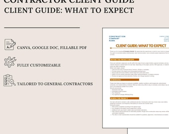 Contractor Client Guide “What to Expect” | Canva + Google Doc + Fillable PDF