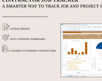 Contractor Job Tracker Spreadsheet | Google Sheets | Jobs + Payments + Status