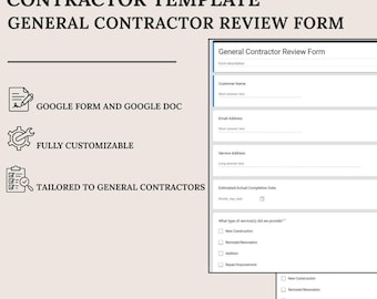 General Contractor Review Form Template | Google Doc + Form
