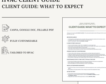 HVAC Client Guide “What to Expect” | Canva + Google Doc + Fillable PDF