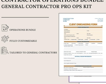 Contractor Pro Ops Kit | Forms + Job Tracker | Canva + Fillable PDF + Google Doc + Google Sheets