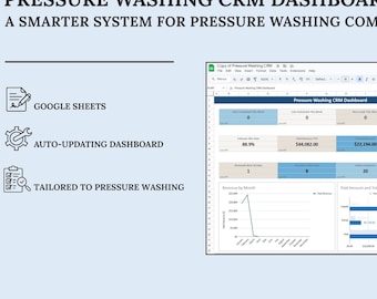 Pressure Washing CRM Dashboard | Google Sheets | Pipeline + Jobs + Revenue