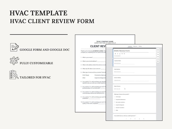 HVAC Client Review Form Template | Google Form + Doc