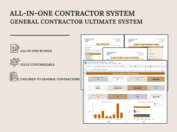 Contractor Ultimate System | Forms + CRM + Reviews + Email/SMS | Canva + Google (Docs/Forms/Sheets) + PDFs