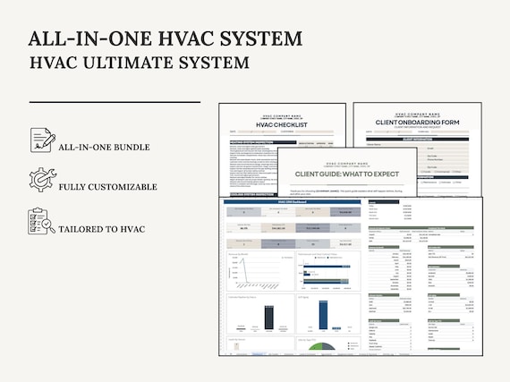 HVAC Ultimate System | Forms + CRM + Reviews + Email/SMS | Canva + Google (Docs/Forms/Sheets) + PDFs