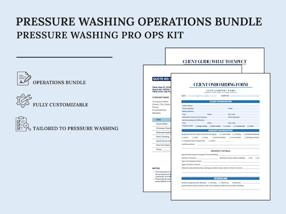 Pressure Washing Operations Kit | Forms, Job Tracker (Canva, PDF, Docs)