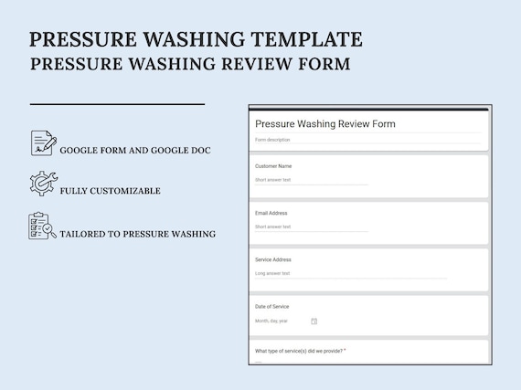 Pressure Washing Review Form Template | Google Doc + Form