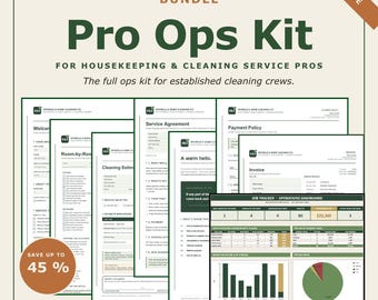 Kit professionnel pour l'entretien ménager et le nettoyage : paperasse et suivi des travaux | Canva + PDF à remplir + Excel + Google Sheets