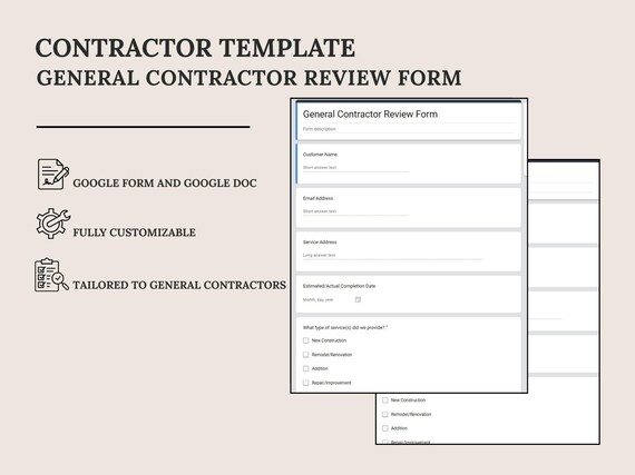 General Contractor Review Form Template | Google Doc + Form