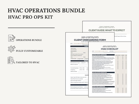 HVAC Pro Ops Kit | Forms + Job Tracker | Canva + Fillable PDF + Google Doc + Google Sheets