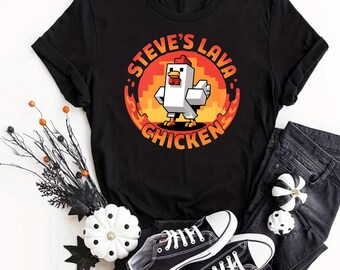 Steve's Huhn Lava T-Shirt: Pixel Gaming Parodie, lustiges Geschenk zum Geburtstag