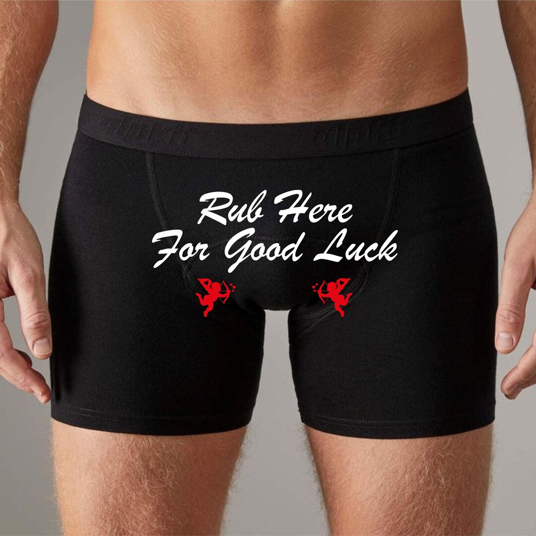 Rub Here for Good Luck Boxer, Funny Valentine Gift for Him Short, Humor ...