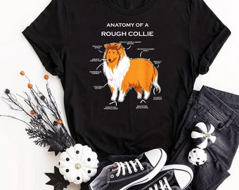 Anatomie eines Langhaarcollies – Lustiges T-Shirt mit Hunde-Diagramm – Süßes Geschenk für Langhaarhund-Liebhaber
