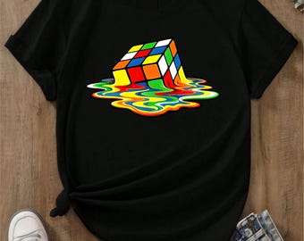 Melting Cube Spielzeug T-Shirt Retro Puzzle Grafik Casual Shirt Neuheit 100% Baumwolle Männer / Frauen Alle Größen Unisex Erwachsene Top T-Shirt